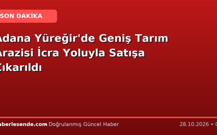 Adana Yüreğir'de Geniş Tarım Arazisi İcra Yoluyla Satışa Çıkarıldı