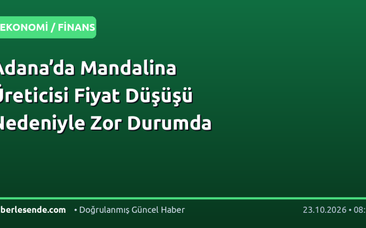 Adana’da Mandalina Üreticisi Fiyat Düşüşü Nedeniyle Zor Durumda