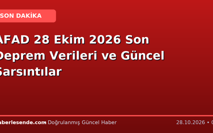 AFAD 28 Ekim 2026 Son Deprem Verileri ve Güncel Sarsıntılar