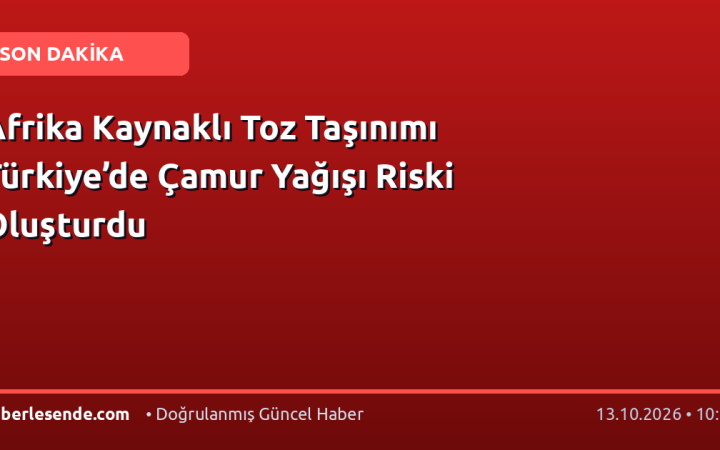 Afrika Kaynaklı Toz Taşınımı Türkiye’de Çamur Yağışı Riski Oluşturdu
