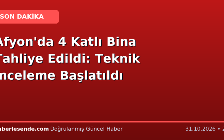 Afyon'da 4 Katlı Bina Tahliye Edildi: Teknik İnceleme Başlatıldı