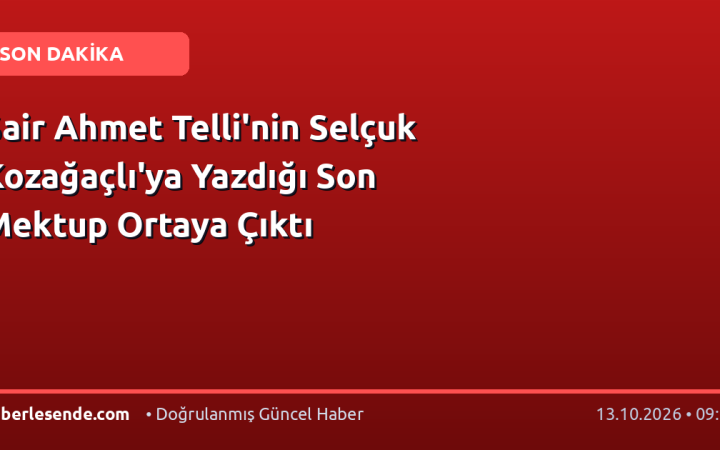 Şair Ahmet Telli'nin Selçuk Kozağaçlı'ya Yazdığı Son Mektup Ortaya Çıktı