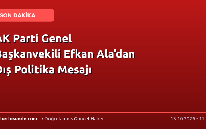 AK Parti Genel Başkanvekili Efkan Ala’dan Dış Politika Mesajı