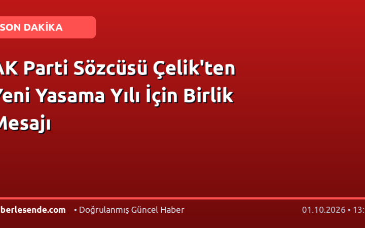 AK Parti Sözcüsü Çelik'ten Yeni Yasama Yılı İçin Birlik Mesajı