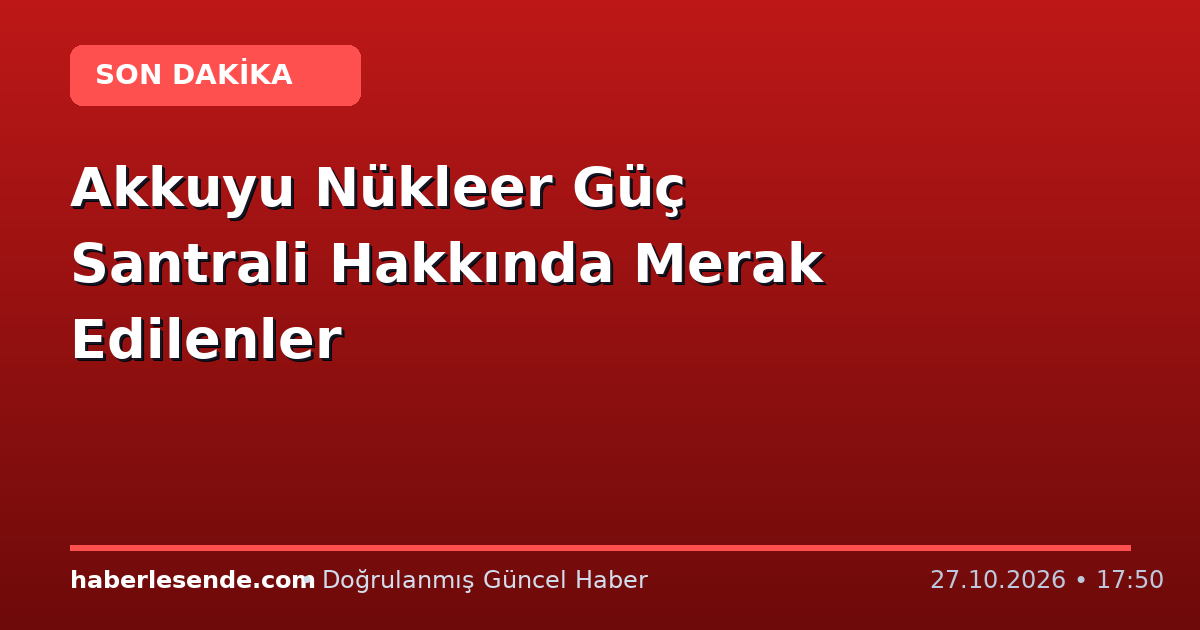 Akkuyu Nükleer Güç Santrali Hakkında Merak Edilenler