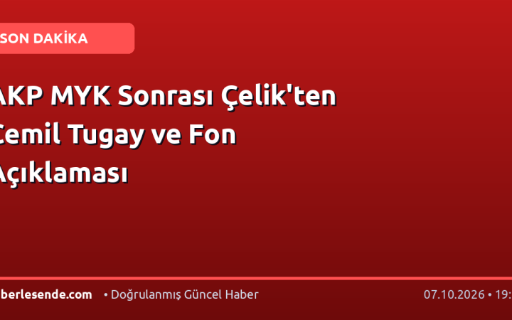 AKP MYK Sonrası Çelik'ten Cemil Tugay ve Fon Açıklaması