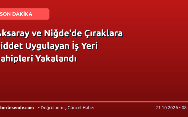 Aksaray ve Niğde'de Çıraklara Şiddet Uygulayan İş Yeri Sahipleri Yakalandı
