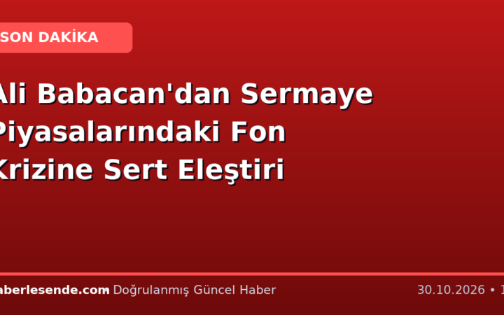 Ali Babacan'dan Sermaye Piyasalarındaki Fon Krizine Sert Eleştiri