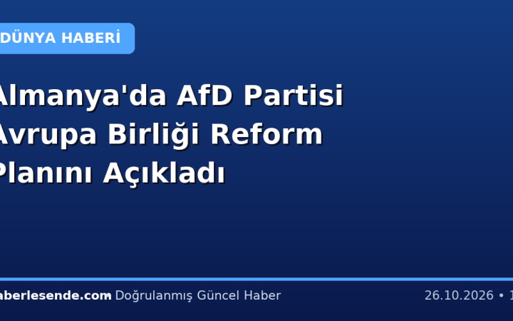 Almanya'da AfD Partisi Avrupa Birliği Reform Planını Açıkladı