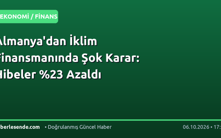 Almanya'dan İklim Finansmanında Şok Karar: Hibeler Azaldı
