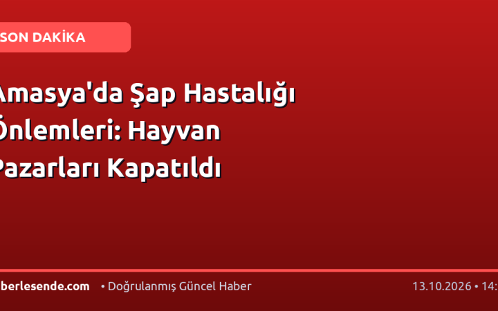 Amasya'da Şap Hastalığı Önlemleri: Hayvan Pazarları Kapatıldı