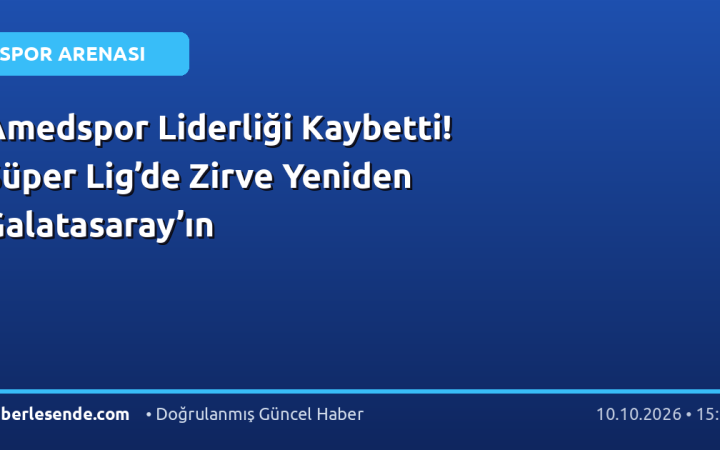 Amedspor Liderliği Kaybetti! Süper Lig’de Zirve Yeniden Galatasaray’ın