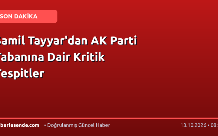 Şamil Tayyar'dan AK Parti Tabanına Dair Kritik Tespitler