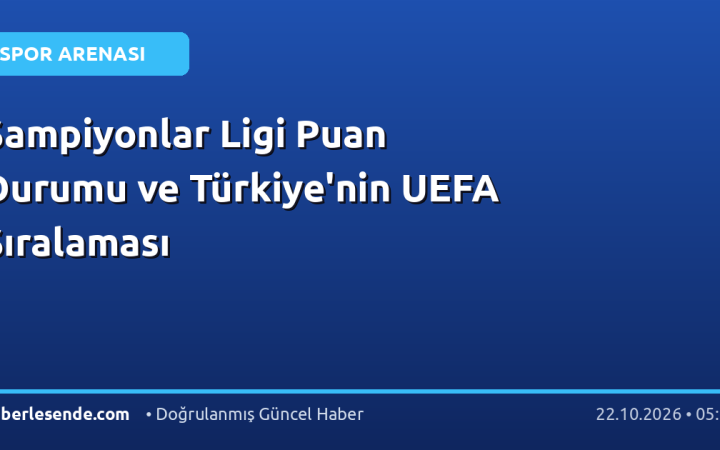 Şampiyonlar Ligi Puan Durumu ve Türkiye'nin UEFA Sıralaması
