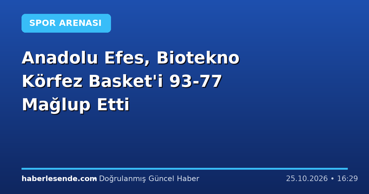 Anadolu Efes, Biotekno Körfez Basket'i 93-77 Mağlup Etti