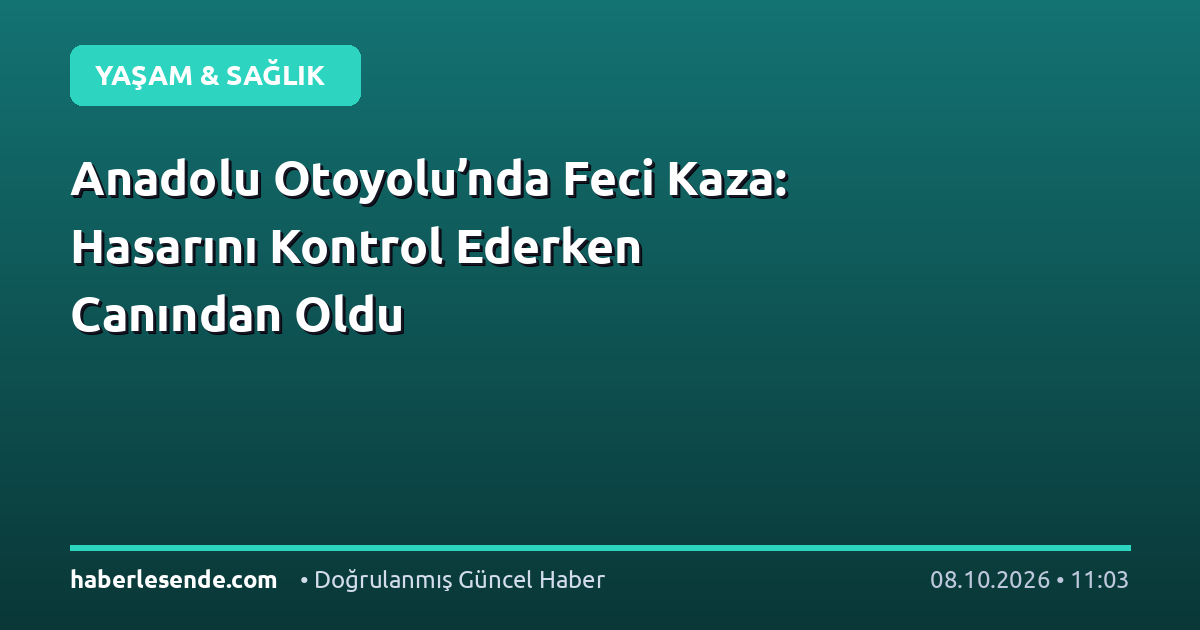 Anadolu Otoyolu’nda Feci Kaza: Hasarını Kontrol Ederken Canından Oldu