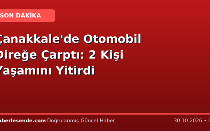 Çanakkale'de Otomobil Direğe Çarptı: 2 Kişi Yaşamını Yitirdi