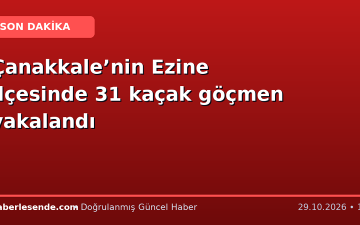 Çanakkale’nin Ezine ilçesinde 31 kaçak göçmen yakalandı