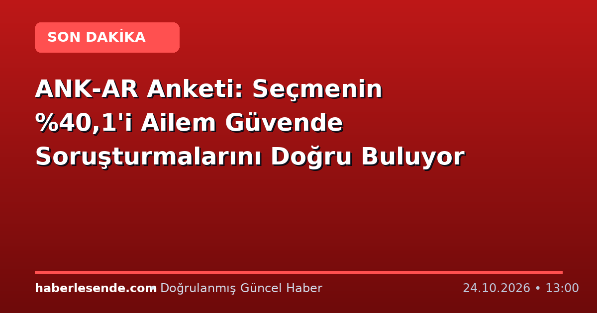 ANK-AR Anketi: Seçmenin ,1'i Ailem Güvende Soruşturmalarını Doğru Buluyor