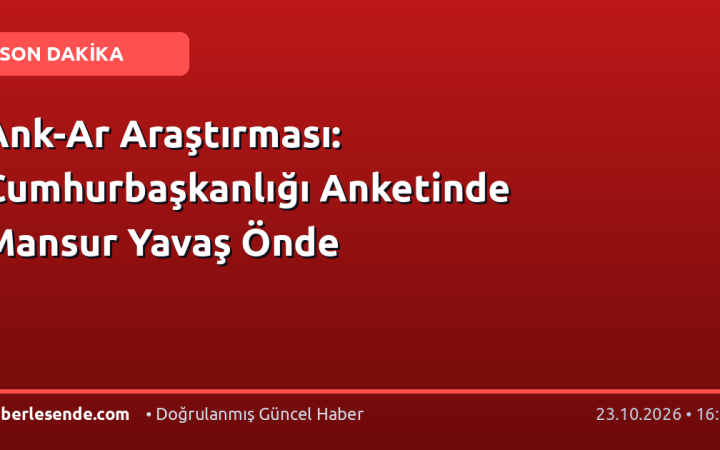 Ank-Ar Araştırması: Cumhurbaşkanlığı Anketinde Mansur Yavaş Önde