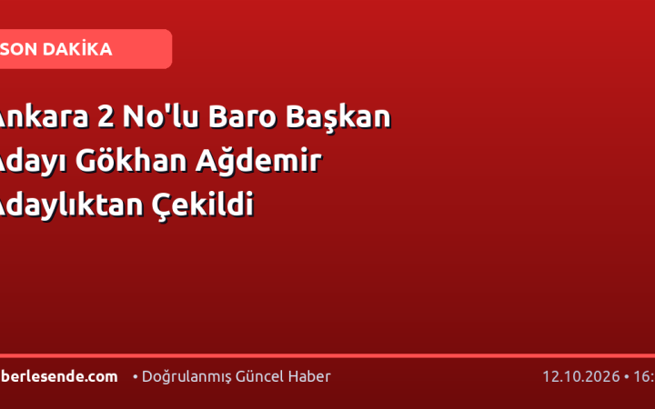 Ankara 2 No'lu Baro Başkan Adayı Gökhan Ağdemir Adaylıktan Çekildi