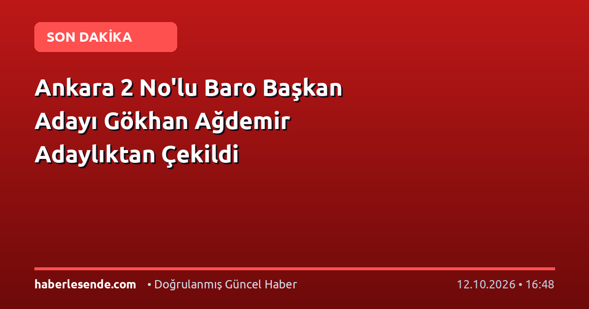 Ankara 2 No'lu Baro Başkan Adayı Gökhan Ağdemir Adaylıktan Çekildi