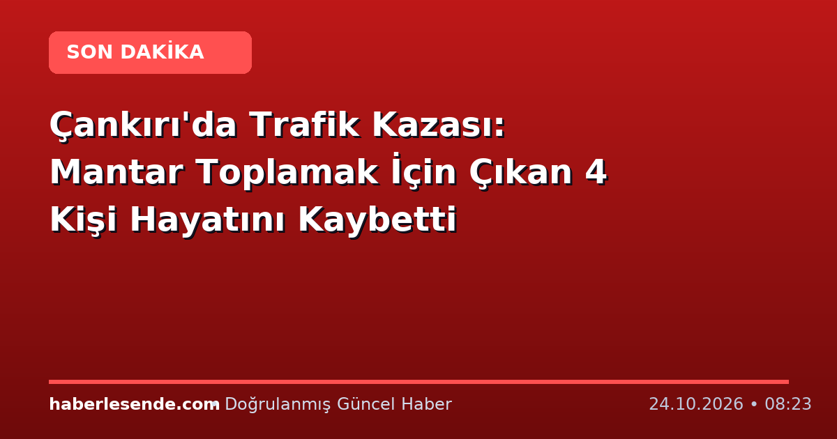 Çankırı'da Trafik Kazası: Mantar Toplamak İçin Çıkan 4 Kişi Hayatını Kaybetti