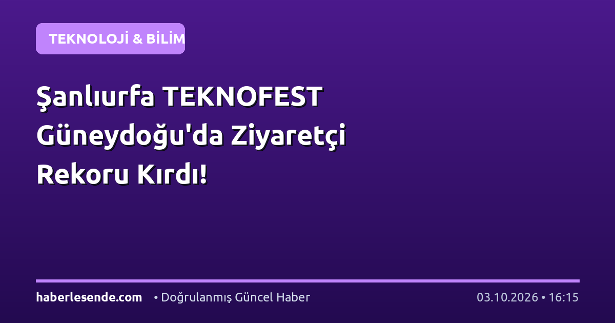 Şanlıurfa TEKNOFEST Güneydoğu'da Ziyaretçi Rekoru Kırdı!