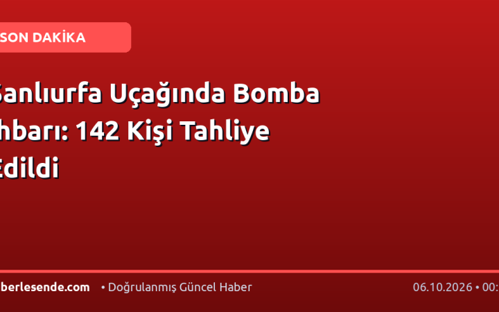 Şanlıurfa Uçağında Bomba İhbarı: 142 Kişi Tahliye Edildi