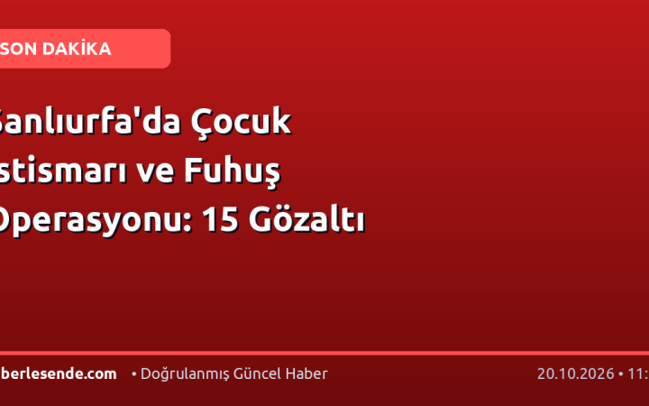 Şanlıurfa'da Çocuk İstismarı ve Fuhuş Operasyonu: 15 Gözaltı