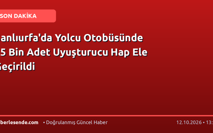 Şanlıurfa'da Yolcu Otobüsünde 15 Bin Adet Uyuşturucu Hap Ele Geçirildi