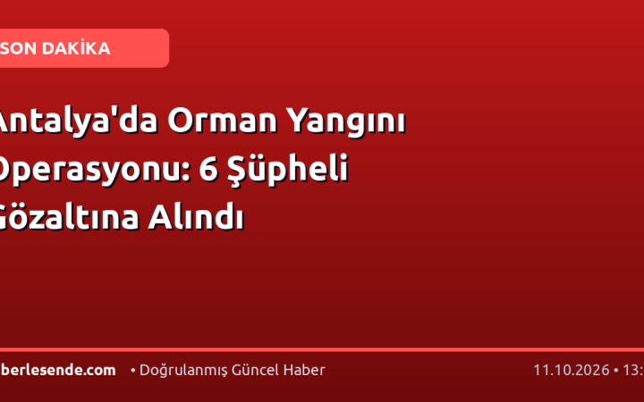 Antalya'da Orman Yangını Operasyonu: 6 Şüpheli Gözaltına Alındı