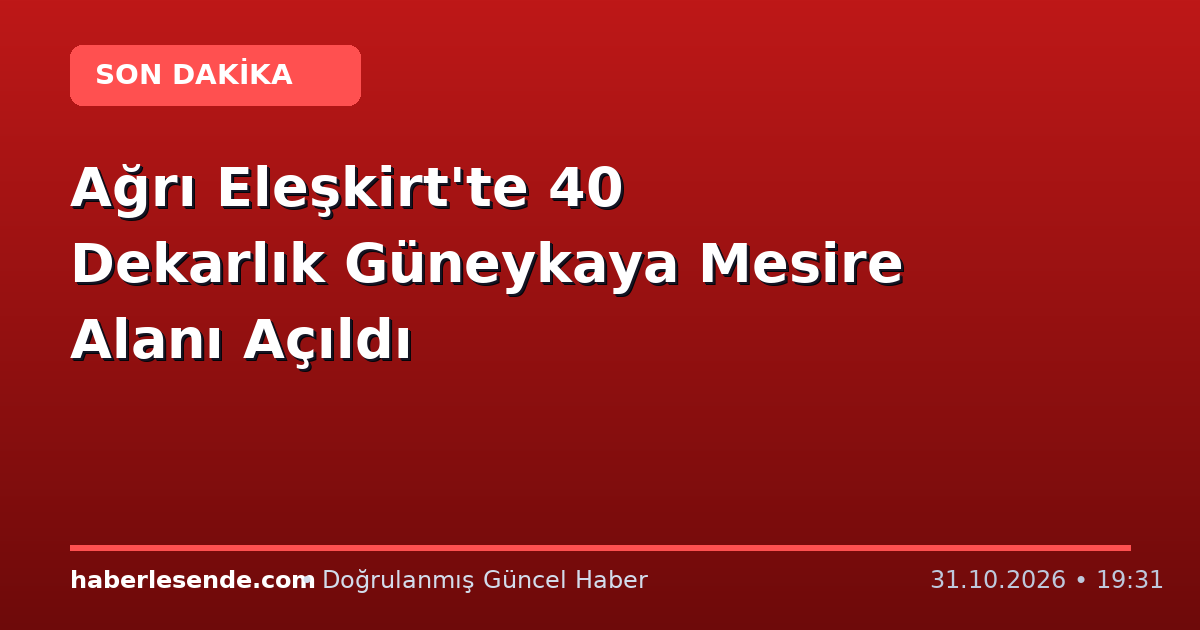 Ağrı Eleşkirt'te 40 Dekarlık Güneykaya Mesire Alanı Açıldı