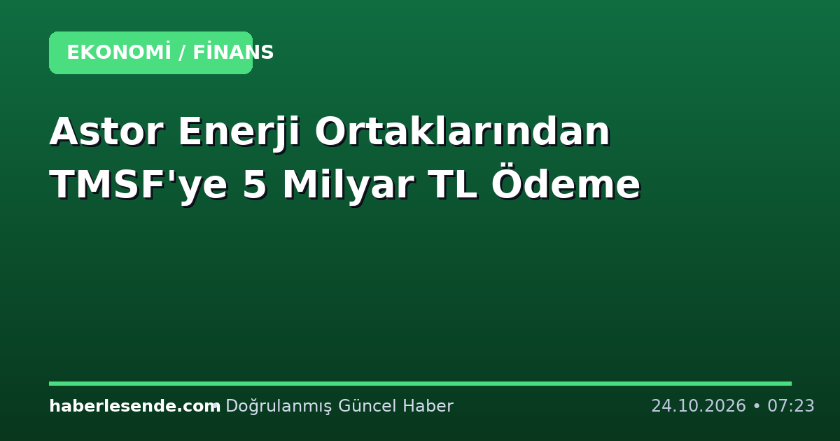 Astor Enerji Ortaklarından TMSF'ye 5 Milyar TL Ödeme