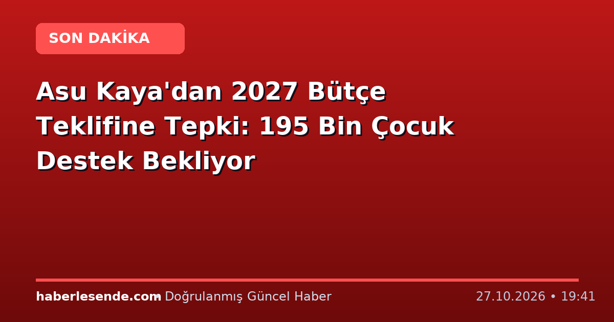 Asu Kaya'dan 2027 Bütçe Teklifine Tepki: 195 Bin Çocuk Destek Bekliyor