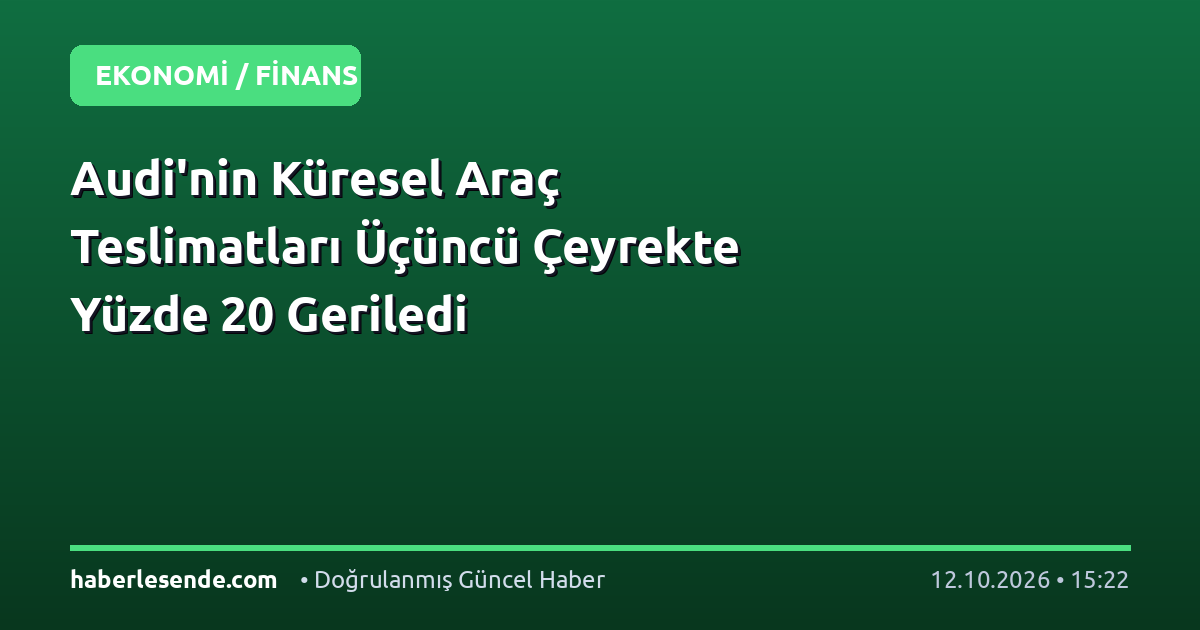Audi'nin Küresel Araç Teslimatları Üçüncü Çeyrekte Yüzde 20 Geriledi
