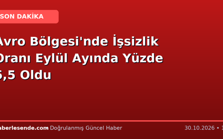 Avro Bölgesi'nde İşsizlik Oranı Eylül Ayında Yüzde 6,5 Oldu