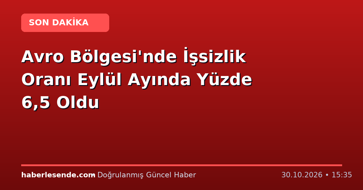 Avro Bölgesi'nde İşsizlik Oranı Eylül Ayında Yüzde 6,5 Oldu