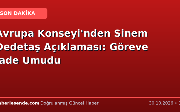 Avrupa Konseyi'nden Sinem Dedetaş Açıklaması: Göreve İade Umudu