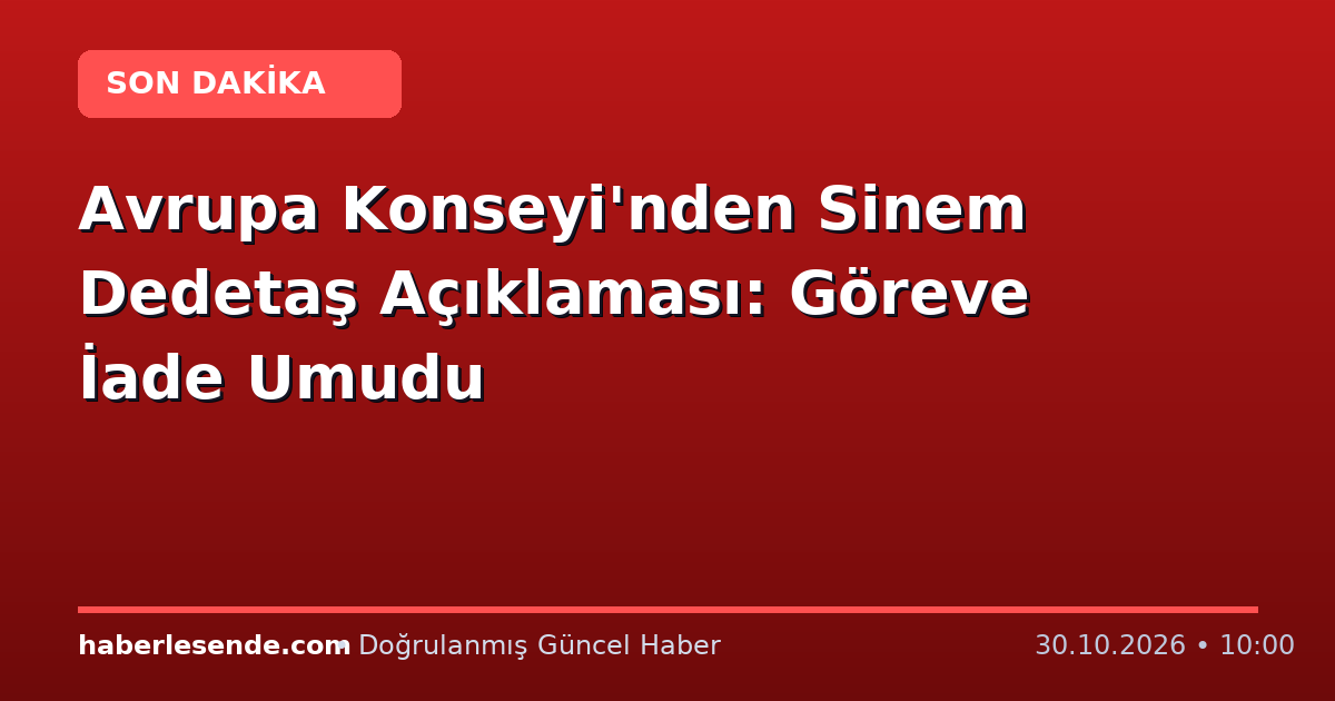 Avrupa Konseyi'nden Sinem Dedetaş Açıklaması: Göreve İade Umudu
