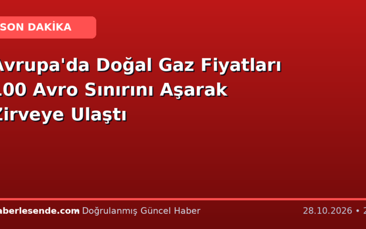 Avrupa'da Doğal Gaz Fiyatları 100 Avro Sınırını Aşarak Zirveye Ulaştı
