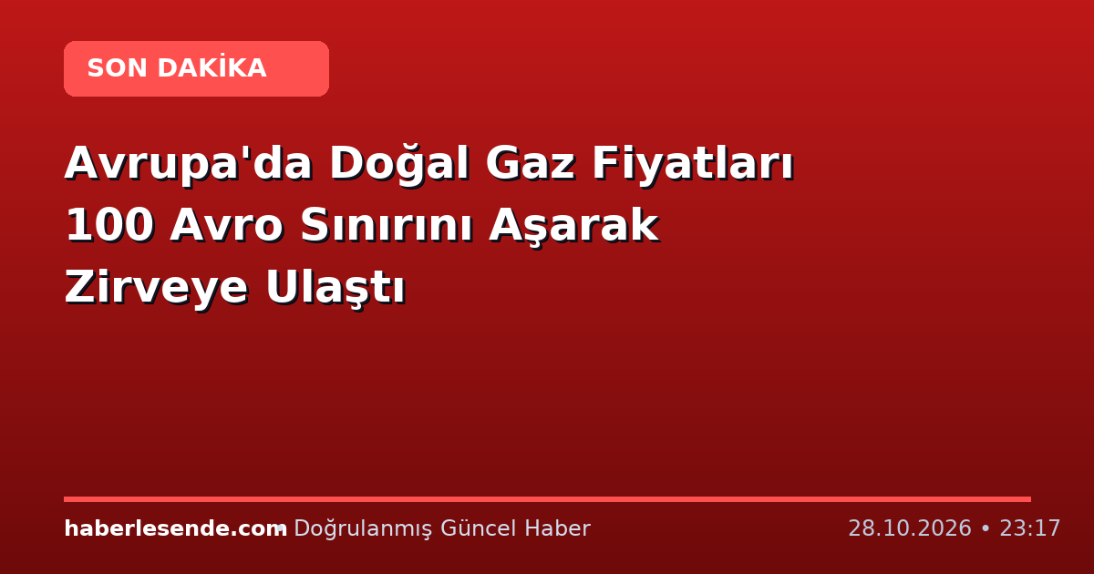 Avrupa'da Doğal Gaz Fiyatları 100 Avro Sınırını Aşarak Zirveye Ulaştı