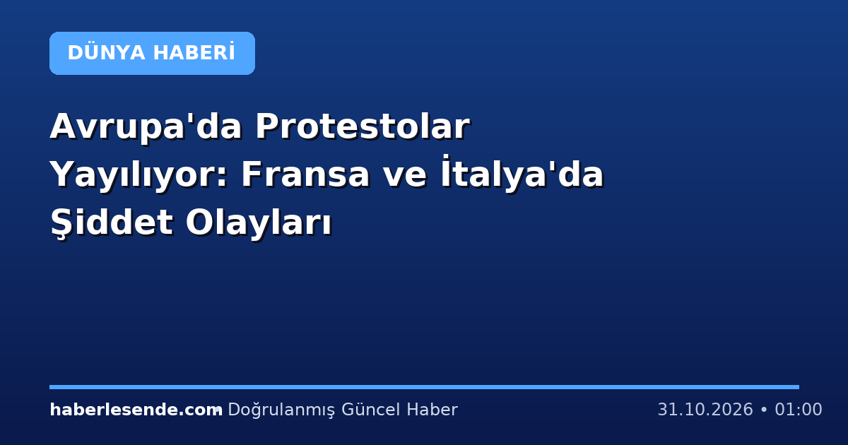 Avrupa'da Protestolar Yayılıyor: Fransa ve İtalya'da Şiddet Olayları