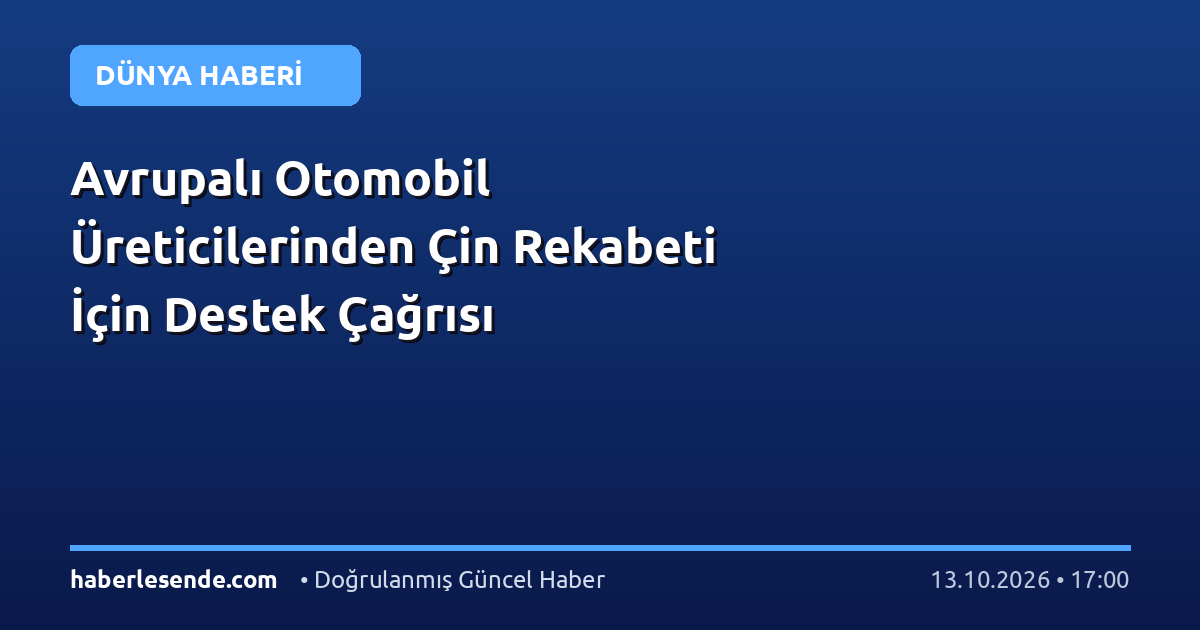 Avrupalı Otomobil Üreticilerinden Çin Rekabeti İçin Destek Çağrısı