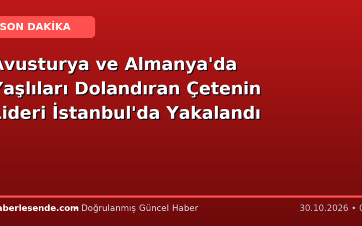 Avusturya ve Almanya'da Yaşlıları Dolandıran Çetenin Lideri İstanbul'da Yakalandı