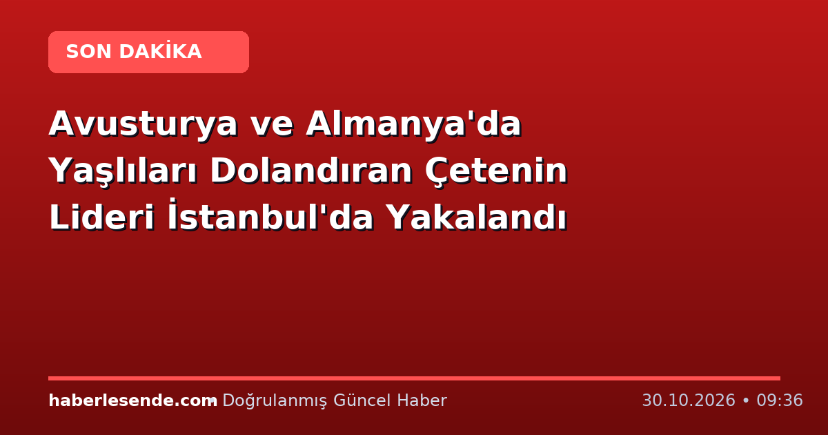Avusturya ve Almanya'da Yaşlıları Dolandıran Çetenin Lideri İstanbul'da Yakalandı