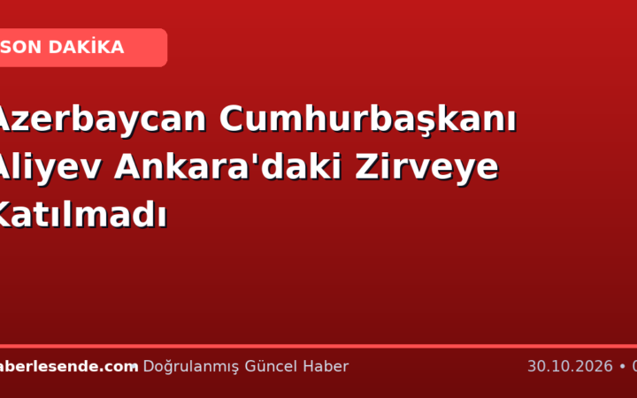 Azerbaycan Cumhurbaşkanı Aliyev Ankara'daki Zirveye Katılmadı