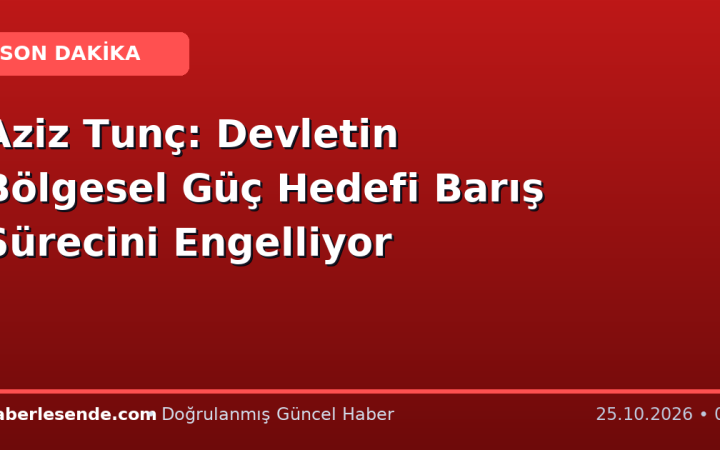 Aziz Tunç: Devletin Bölgesel Güç Hedefi Barış Sürecini Engelliyor