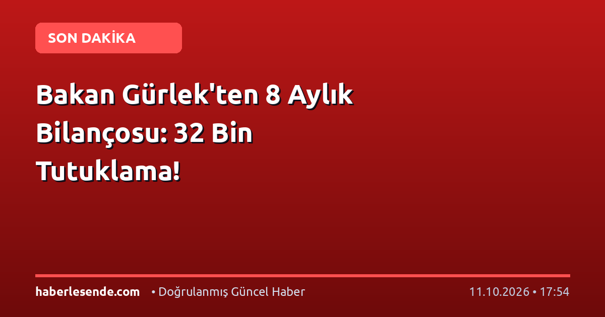 Bakan Gürlek'ten 8 Aylık Bilançosu: 32 Bin Tutuklama!