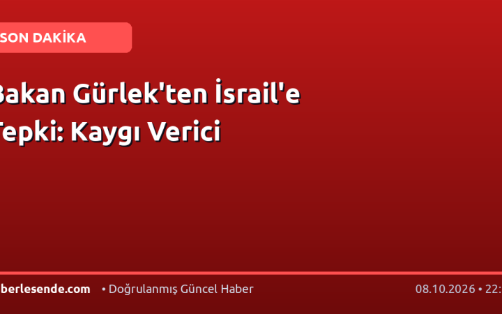Bakan Gürlek'ten İsrail'e Tepki: Kaygı Verici